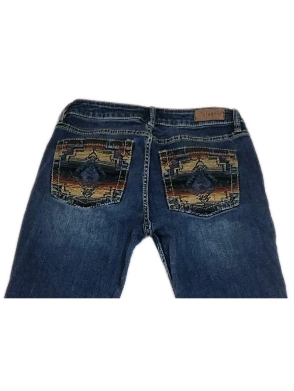 Shyanne Blue Flare Bootcut Jeans 30 Short (Fits 29x30) Aztec Embroidery Western